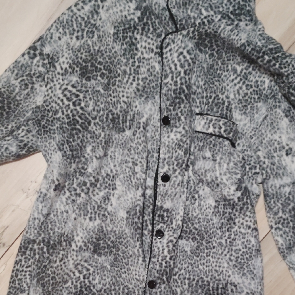Leopard Print Button-Up Pajama Top